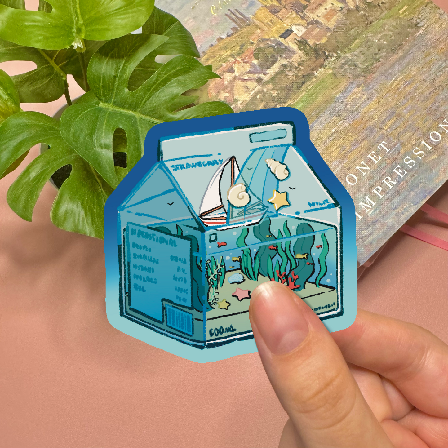 Aesthetic Ocean Milk Carton Vinyl Sticker