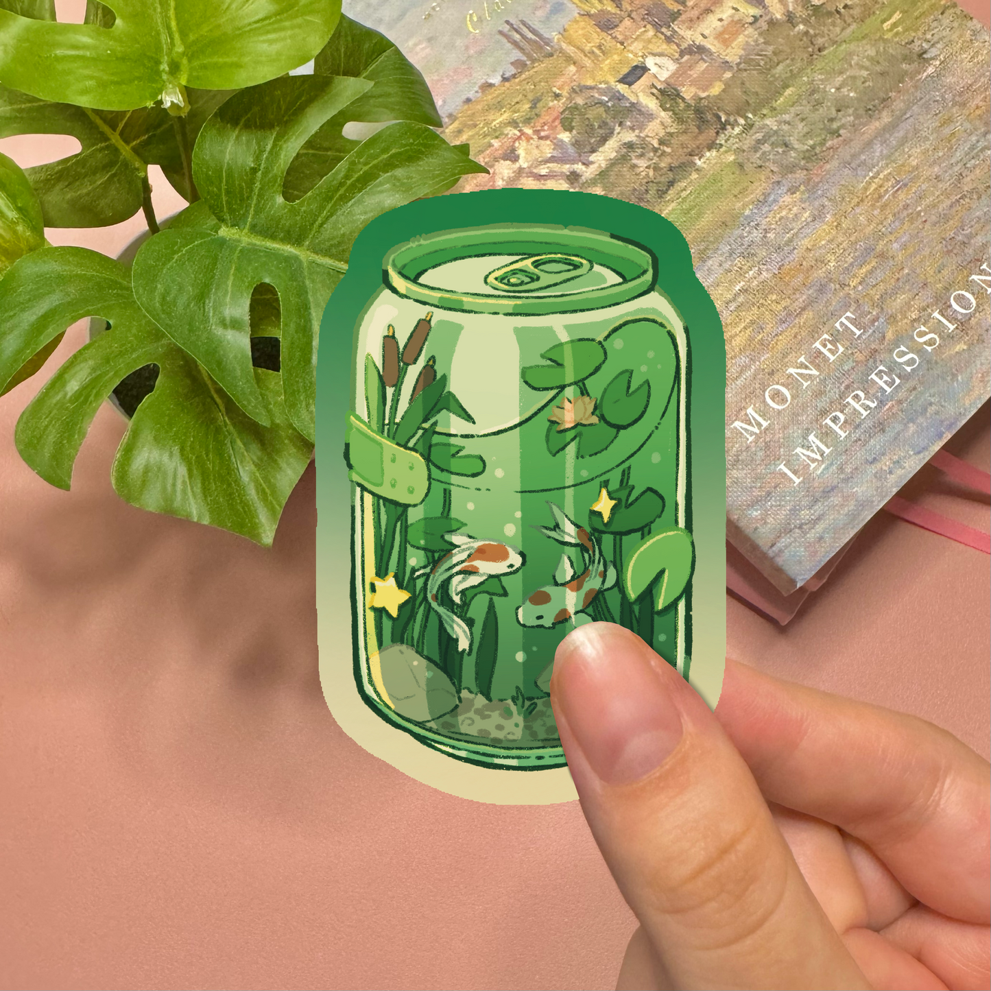 Aesthetic Koi Pond Soda Can Vinyl Sticker