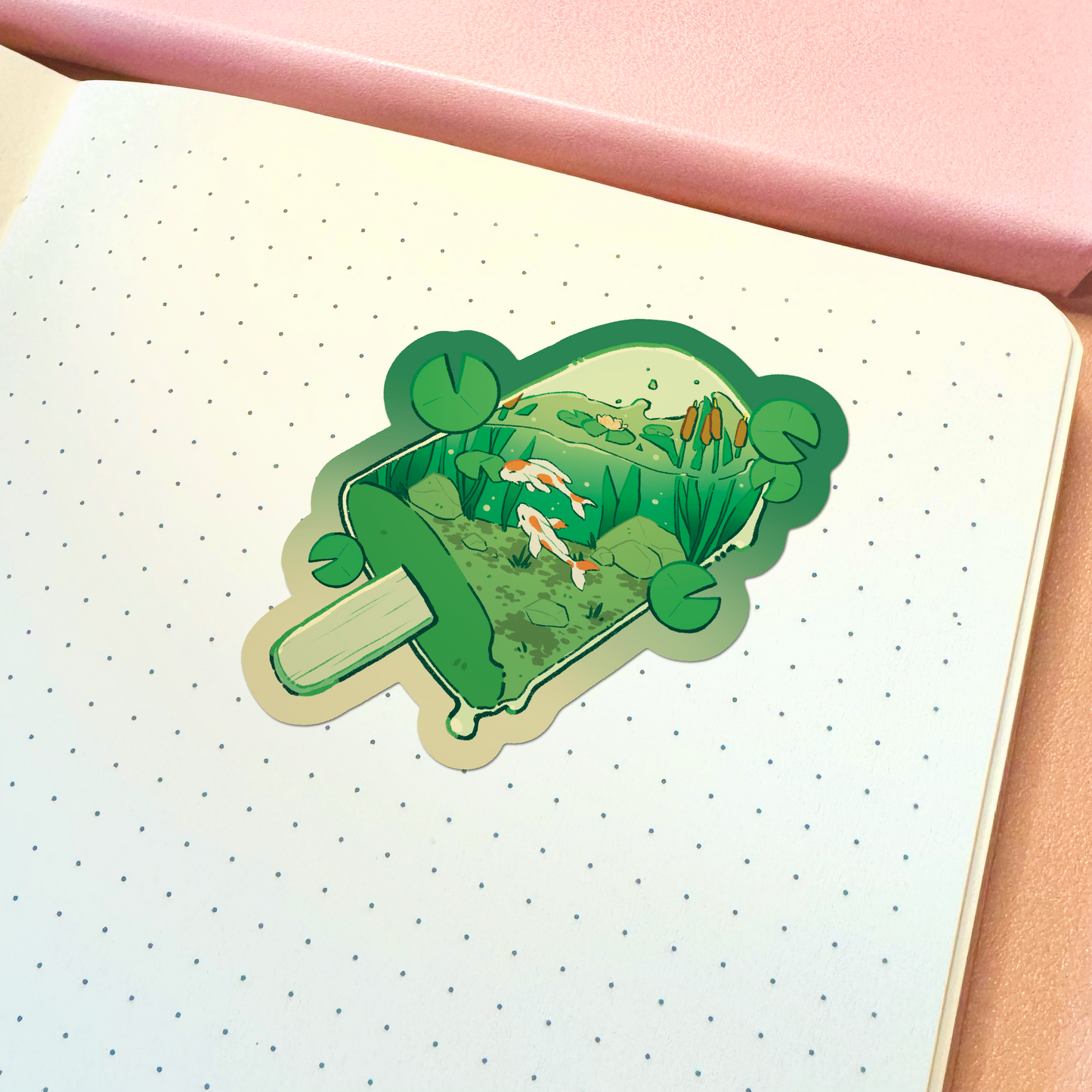 Aesthetic Koi Pond Popsicle Vinyl Sticker