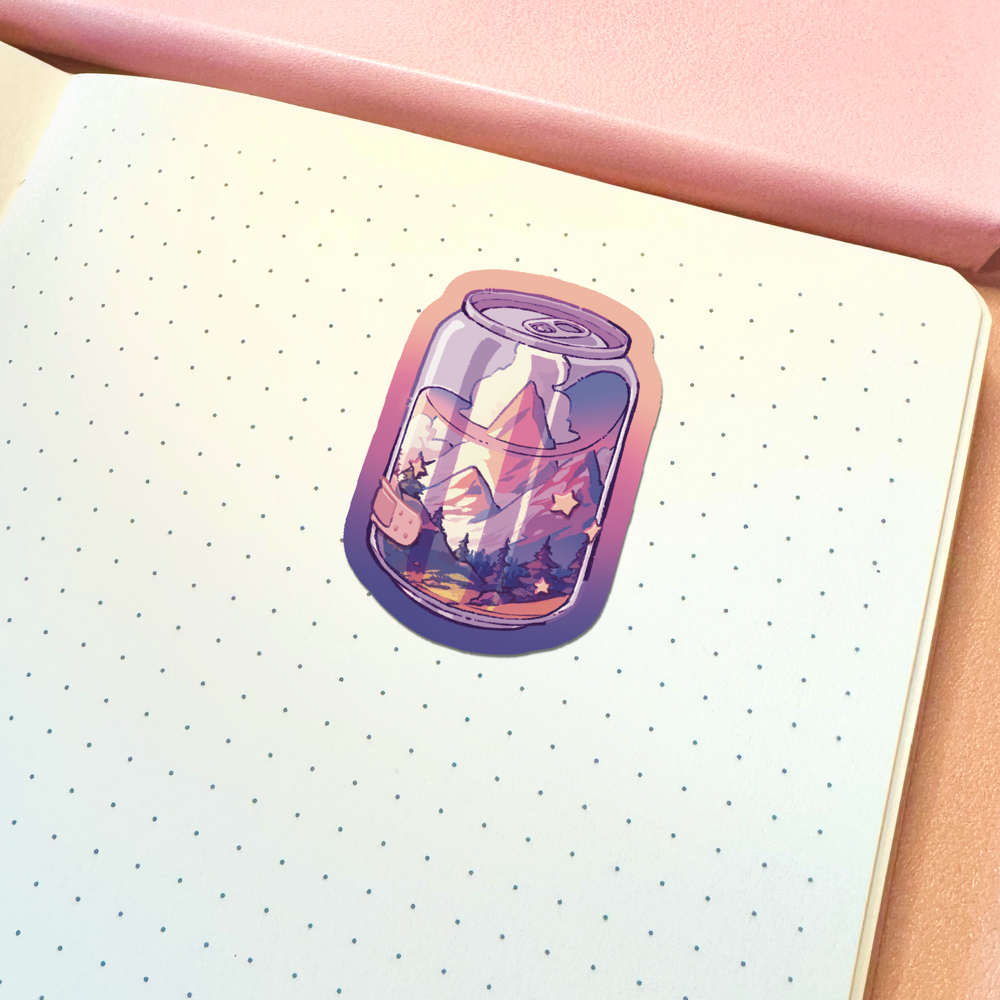 Aesthetic Mountain Sunset Soda Can Vinyl Sticker