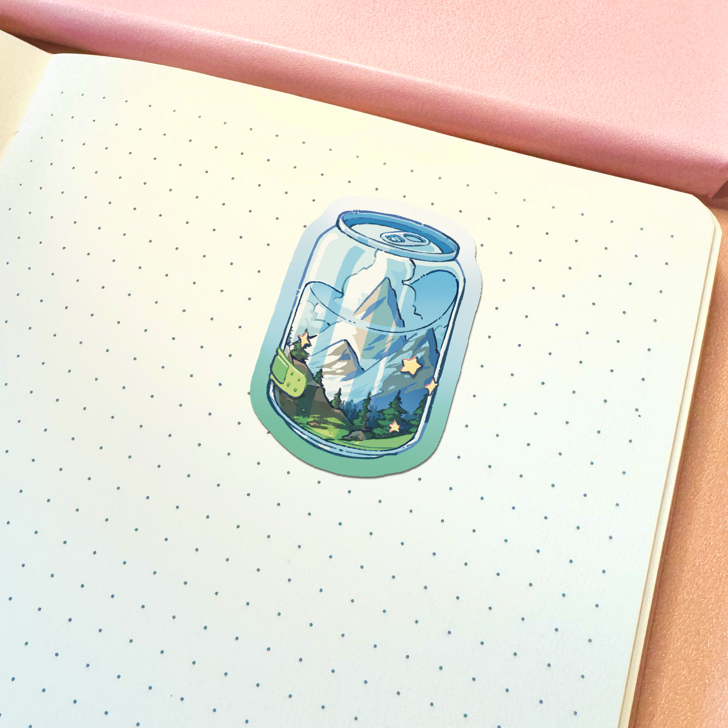 Aesthetic Mountain Day Soda Can Vinyl Sticker