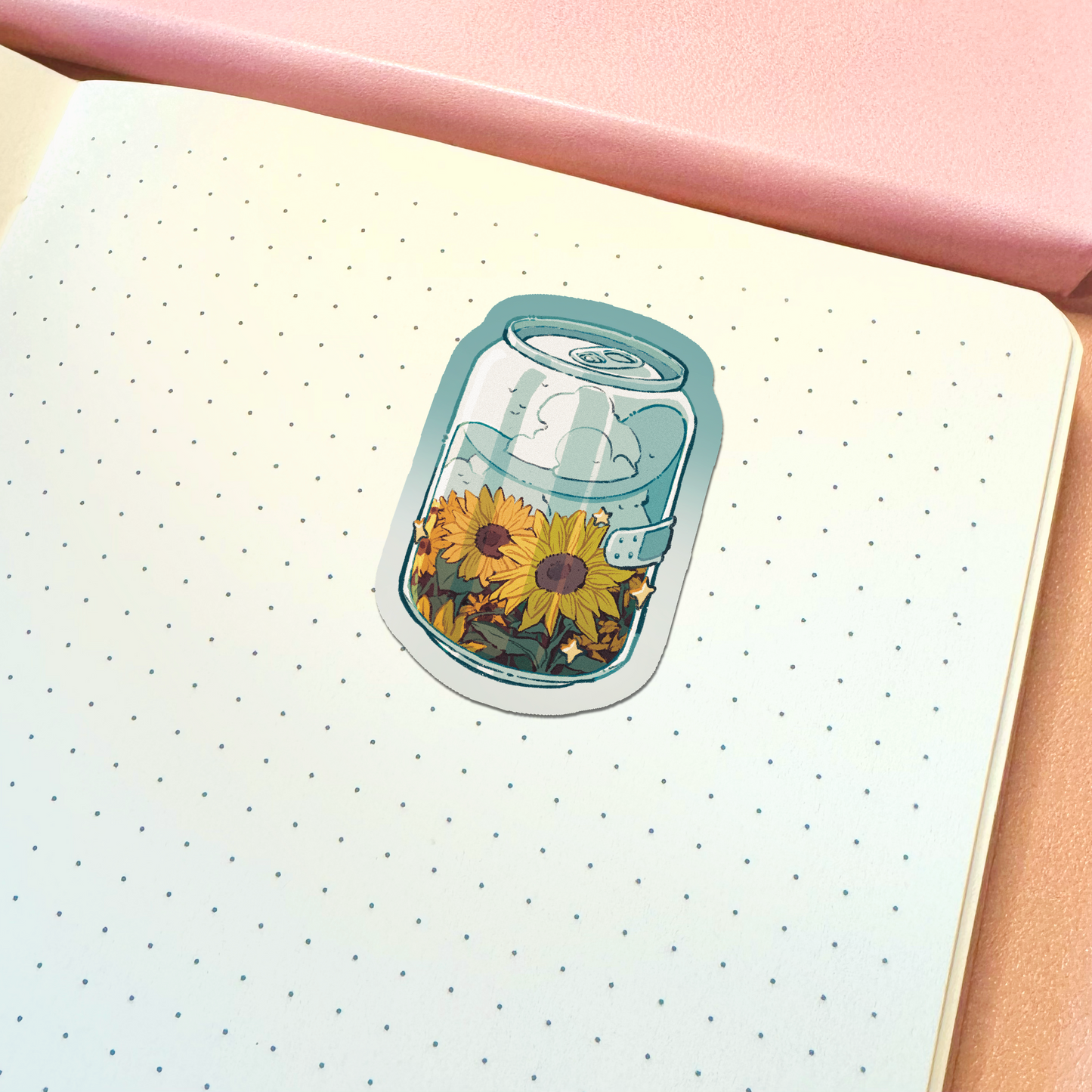 Aesthetic Sunflower Soda Can Vinyl Sticker