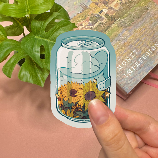 Aesthetic Sunflower Soda Can Vinyl Sticker