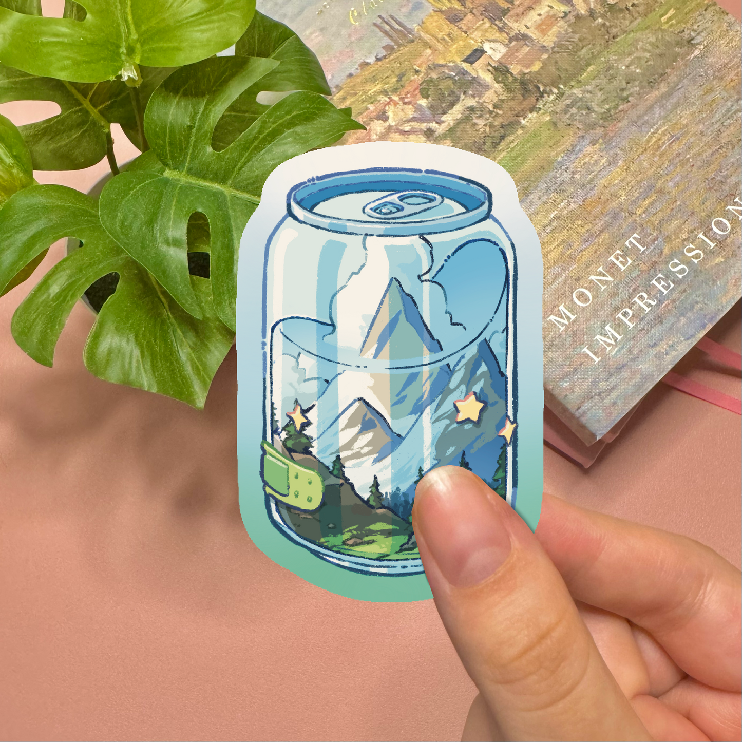 Aesthetic Mountain Day Soda Can Vinyl Sticker