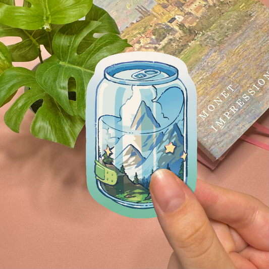 Aesthetic Mountain Day Soda Can Vinyl Sticker