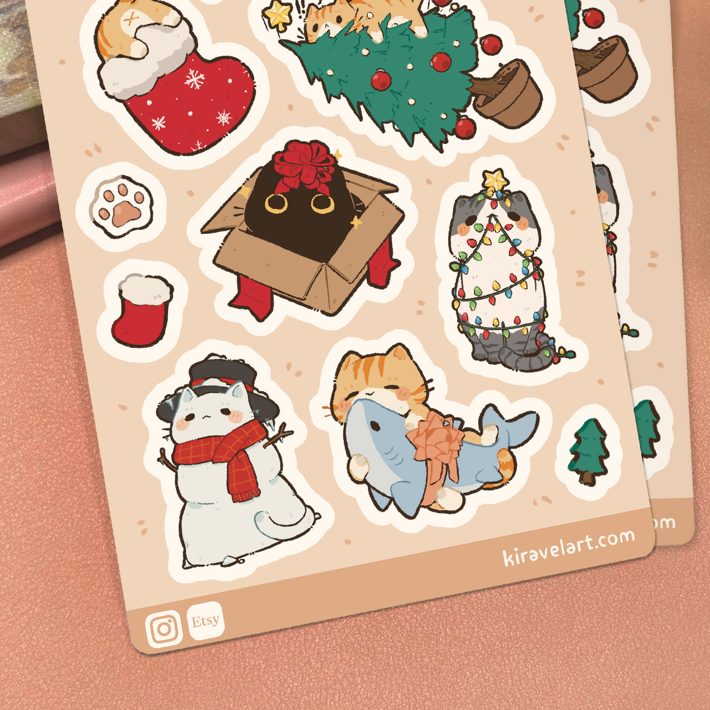 Christmas Cat Sticker Set