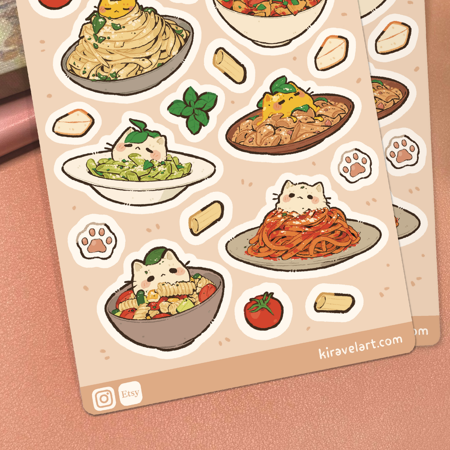Pasta Cat Sticker Sheet