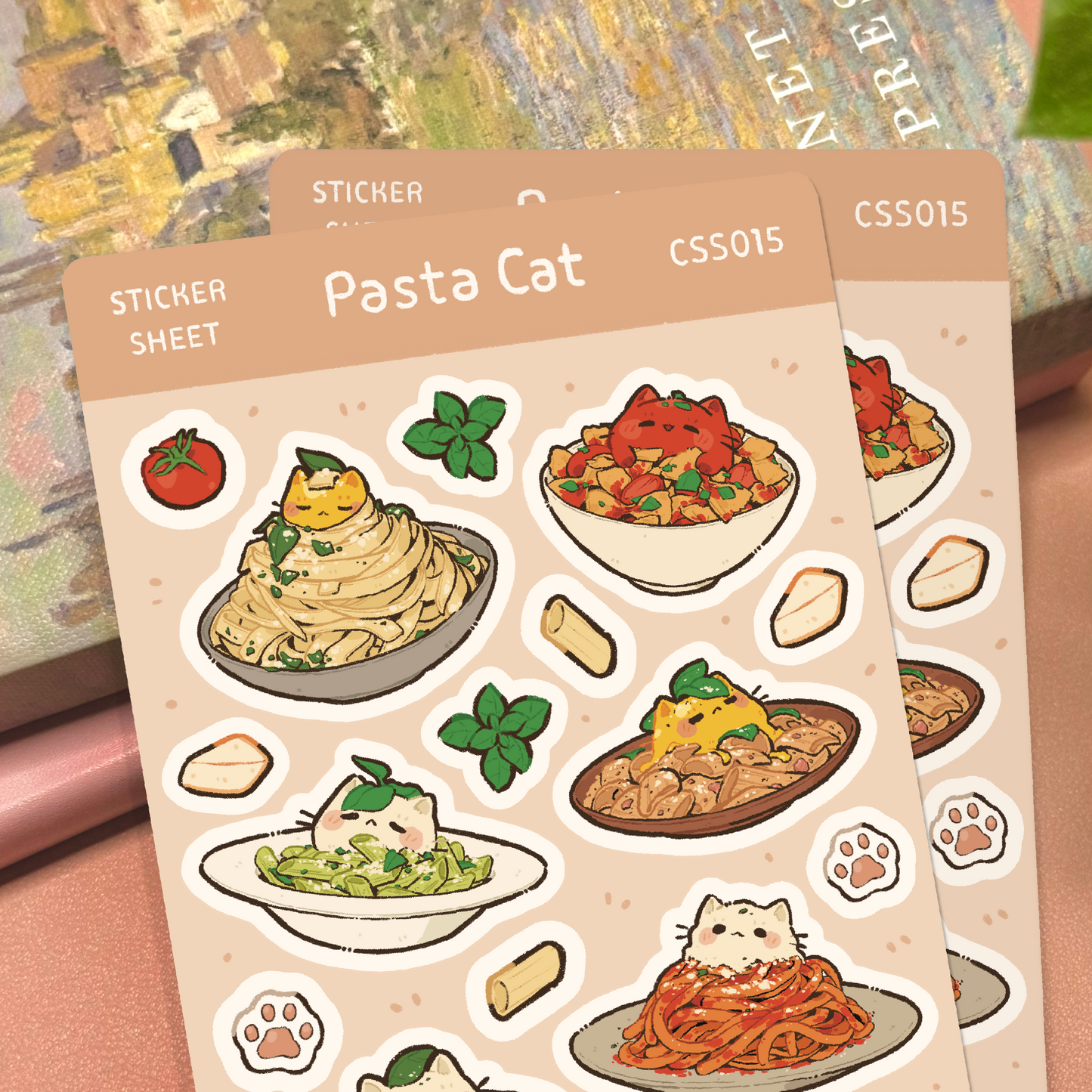 Pasta Cat Sticker Sheet