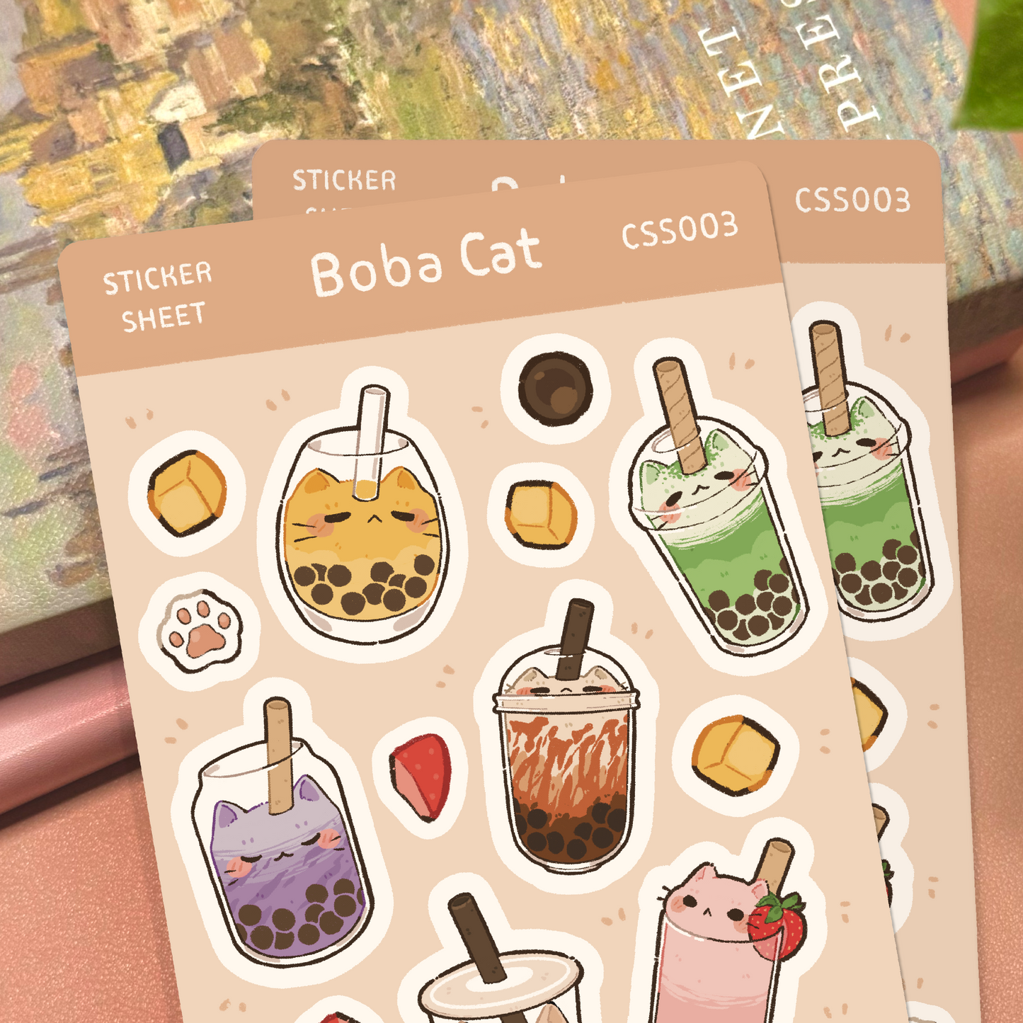Boba Cat Sticker Sheet