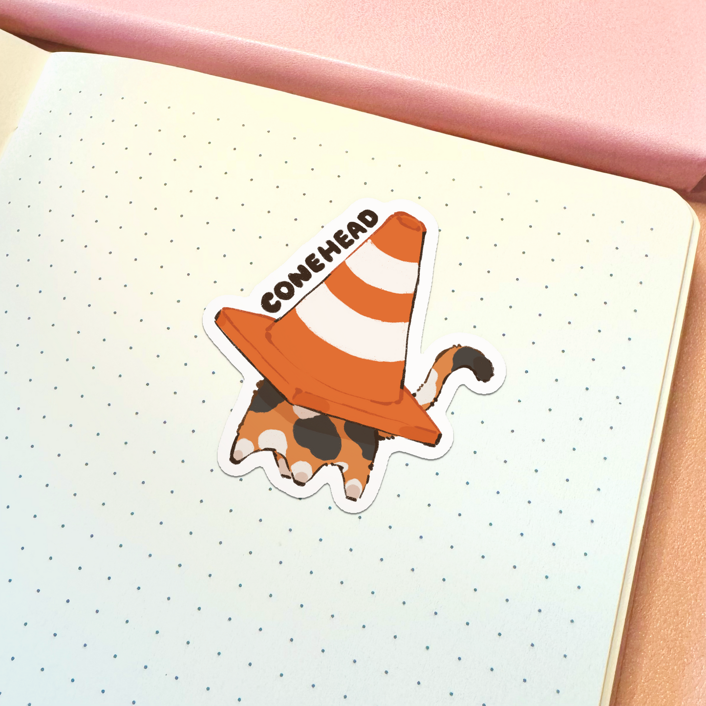 Cone Head Cat Vinyl Sticker