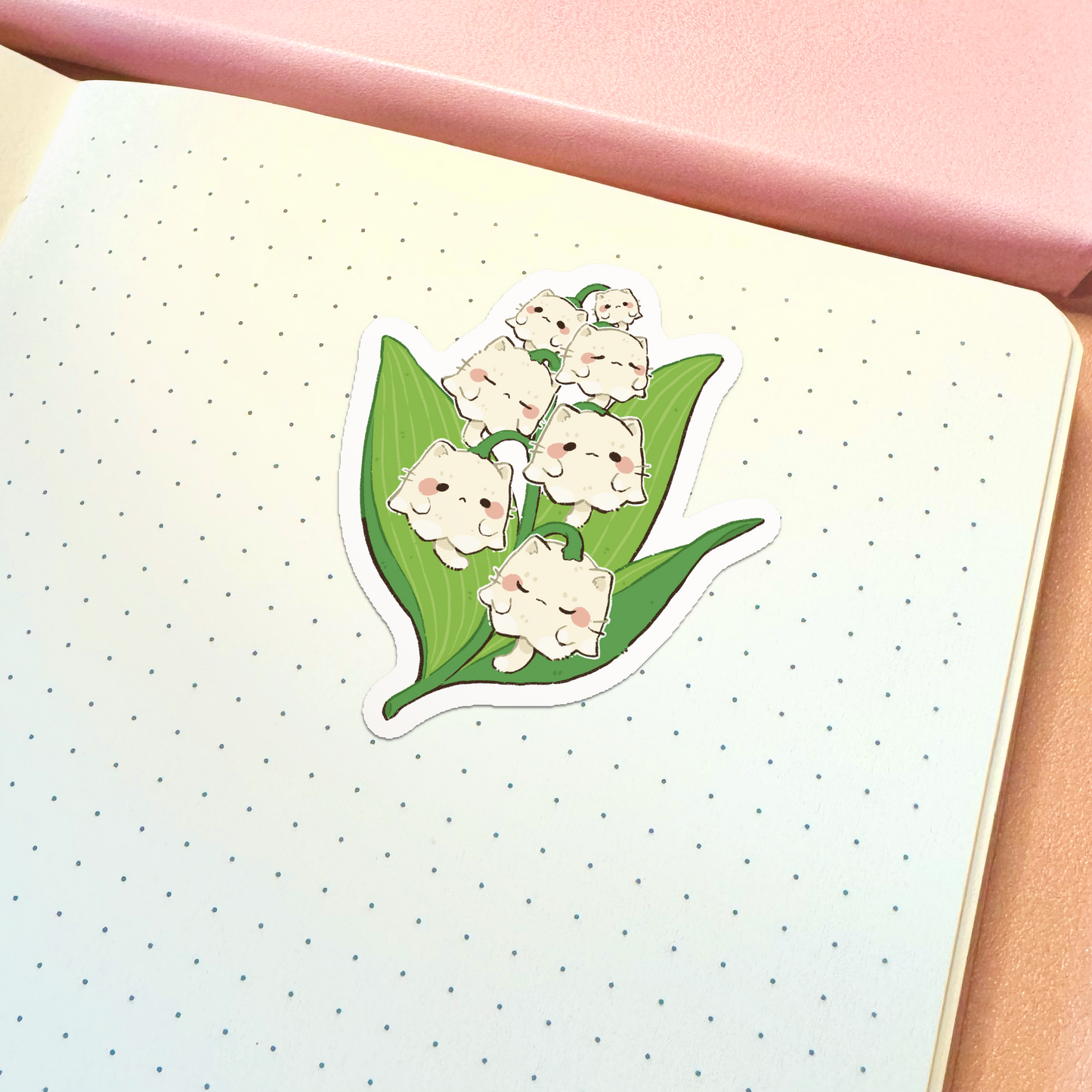Lily of the Valley Cat Vinyl Sticker