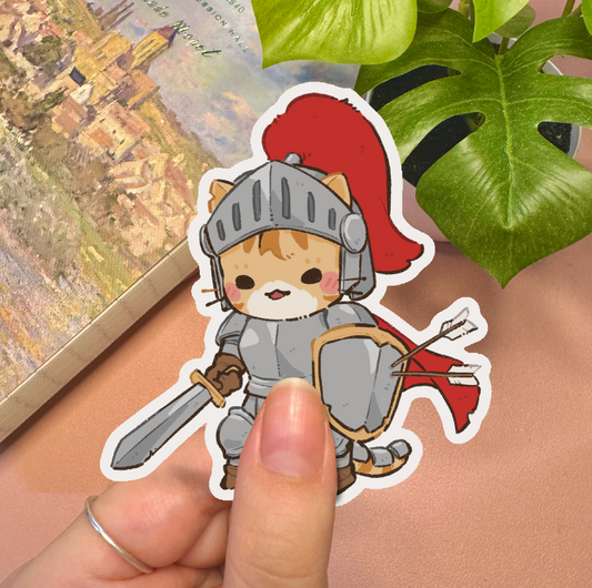 DND Fighter Cat Vinyl Sticker