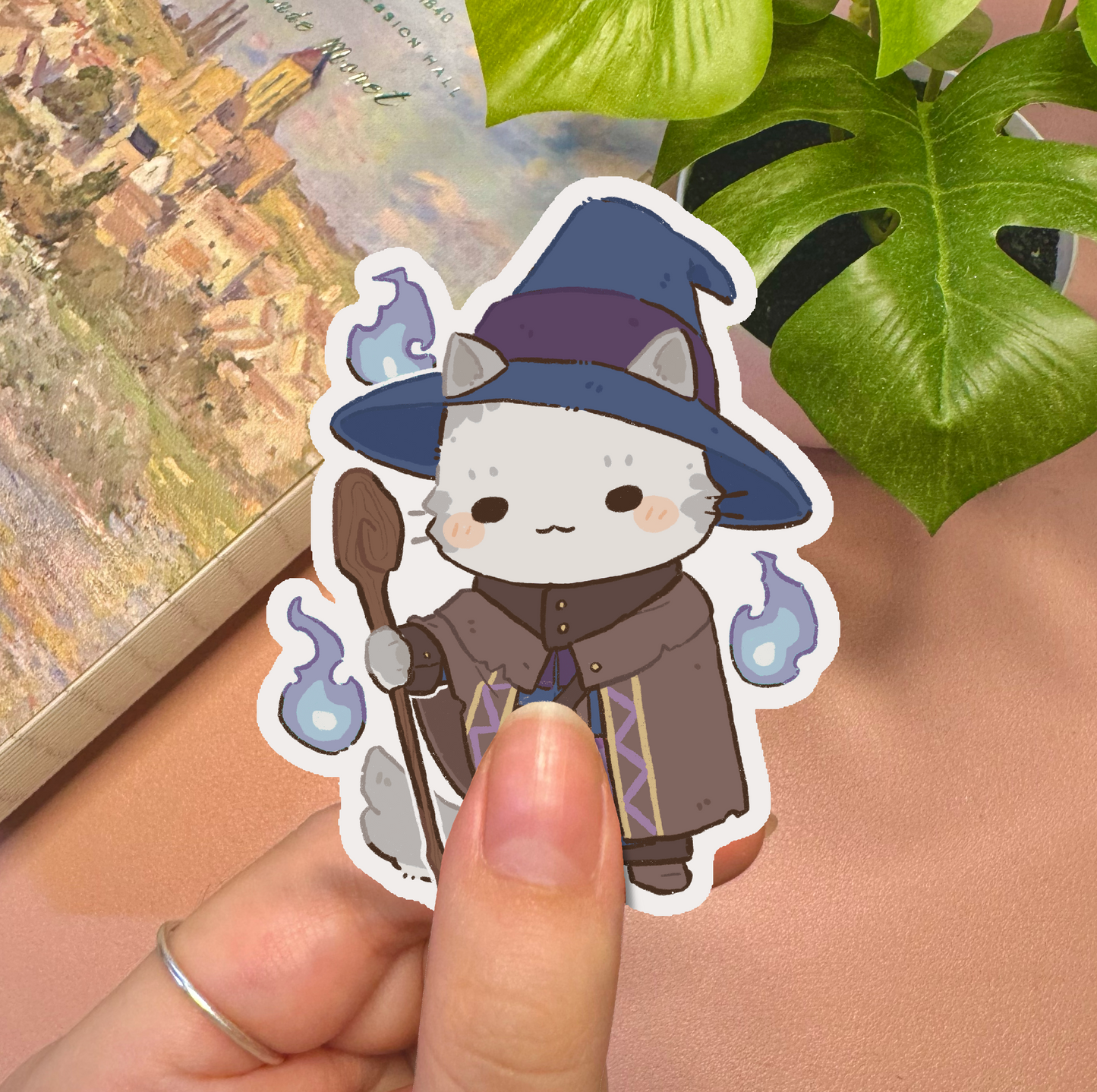 DND Wizard Cat Vinyl Sticker