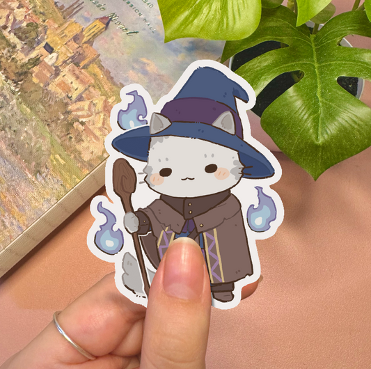 DND Wizard Cat Vinyl Sticker