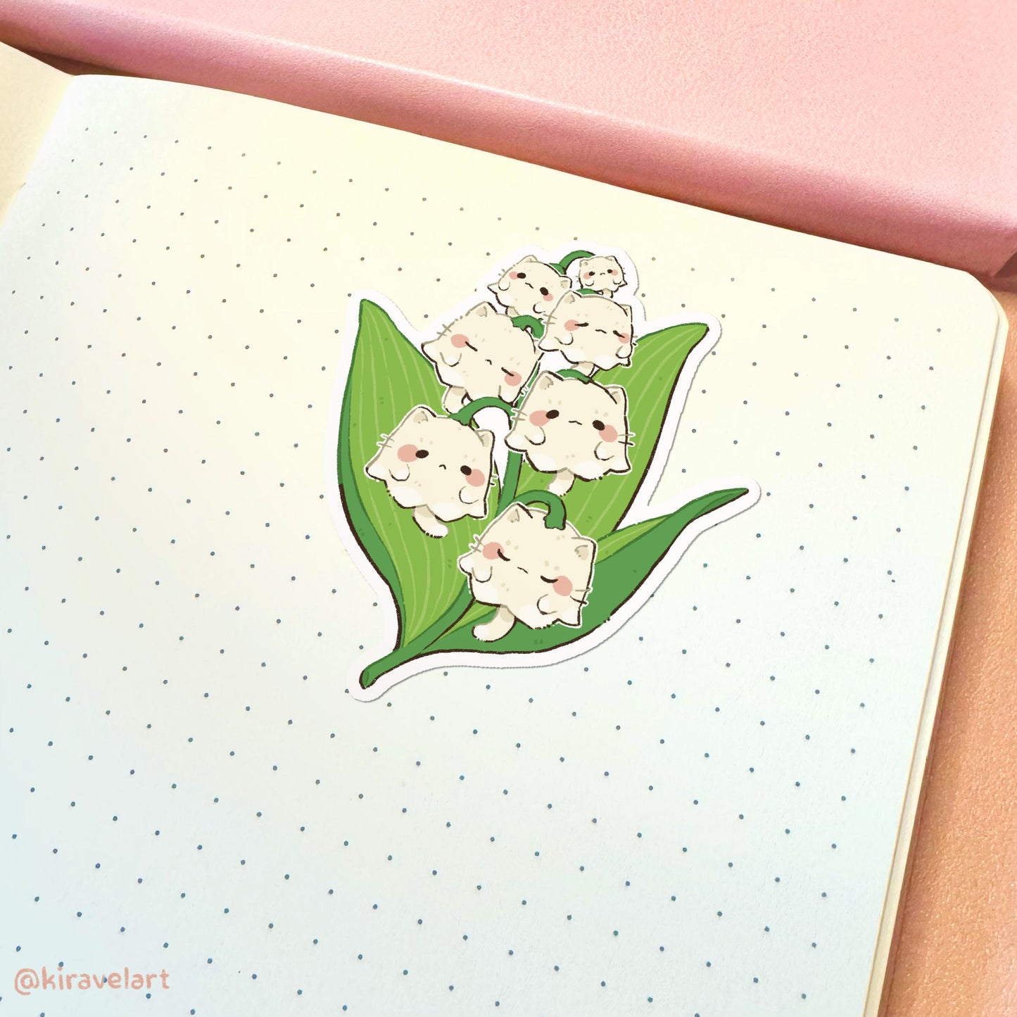 Lily of the Valley Cat Vinyl Sticker