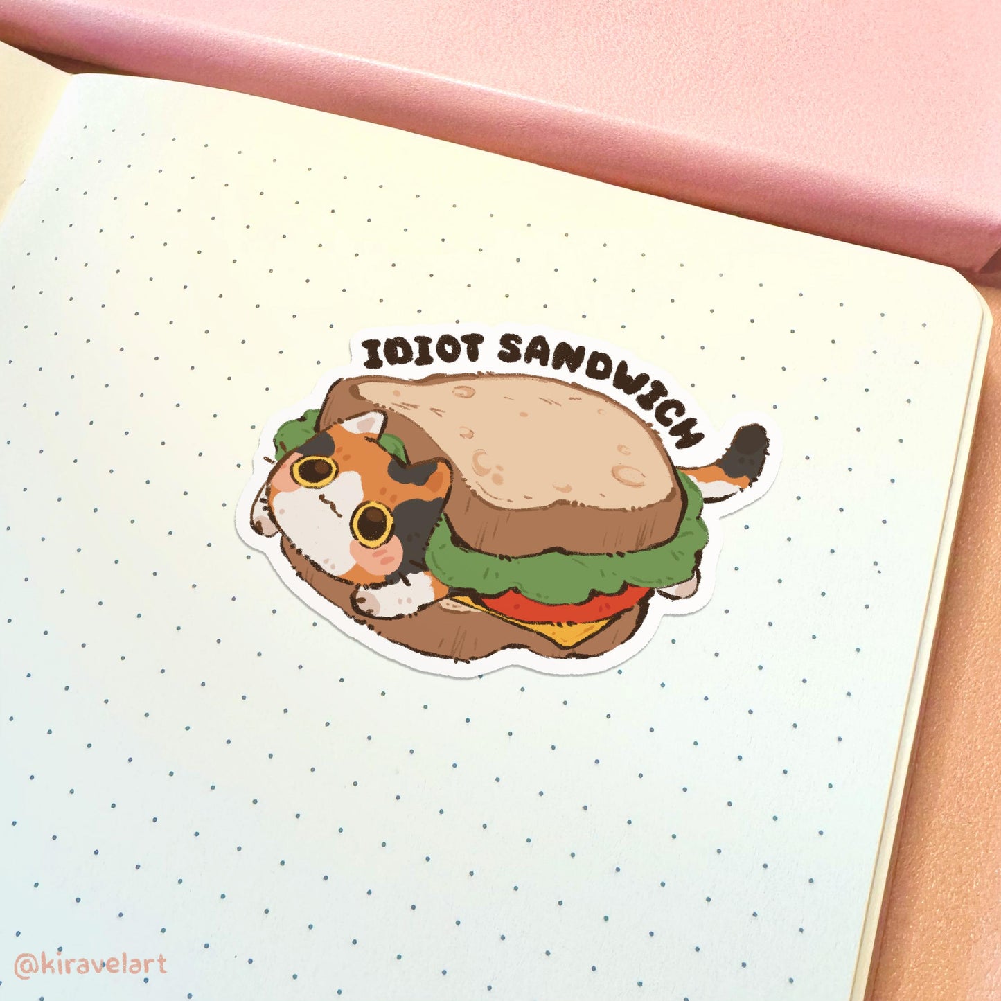 Idiot Sandwich Cat Vinyl Sticker